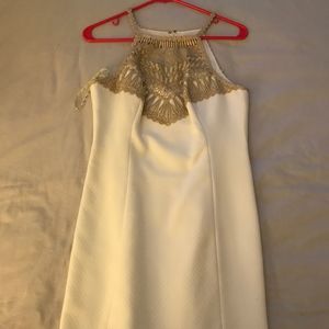 Lily Pulitzer White and Gold Shift Dress Size 4.
